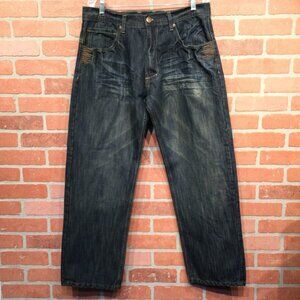 Mens Jordan Craig Jeans 36x32 Contrast Stitching Baggy Relaxed Grunge